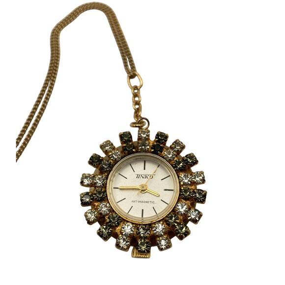 VINTAGE TINKO Pendant Brooch Watch-Wind Up-Antimagnetic-Working-with Chain - Picture 1 of 4